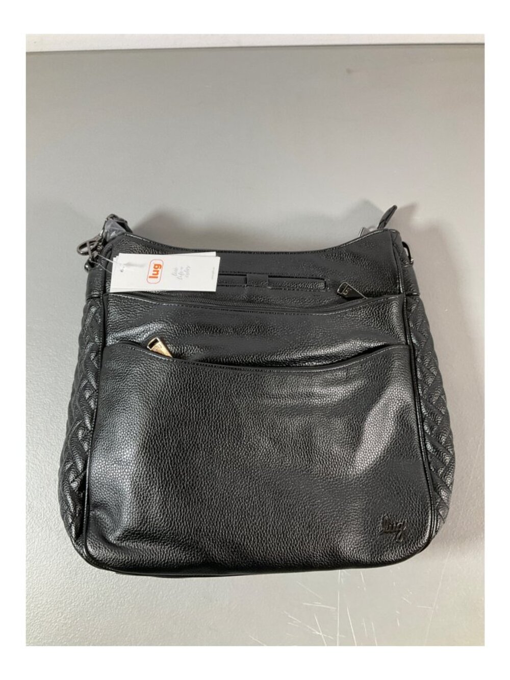 Lug Classic VL Messenger Bag - Textured Black Crossbody with Multiple Compartmen